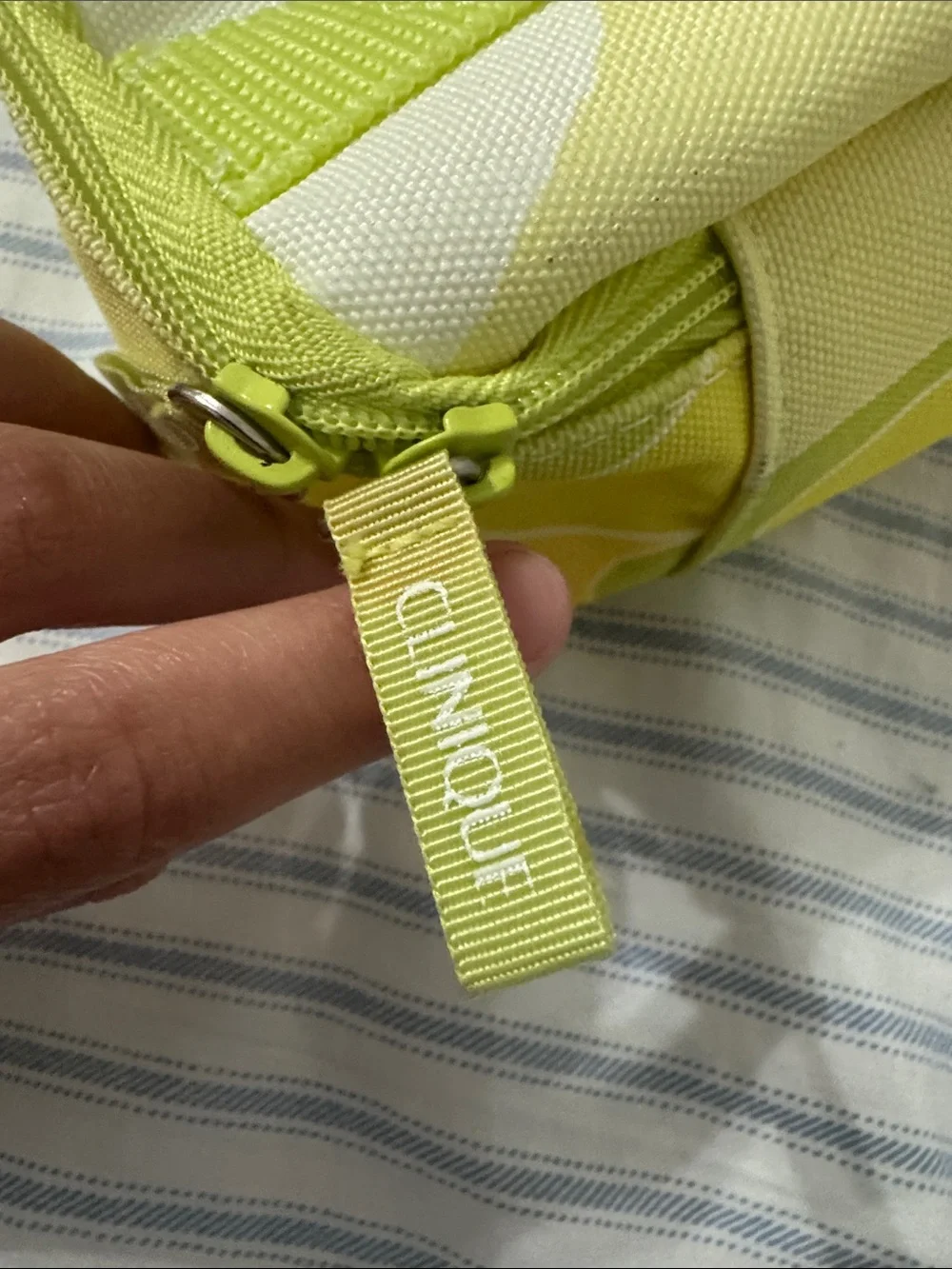 Lime Green Patterned Cosmetic Pouch with Bow Detail